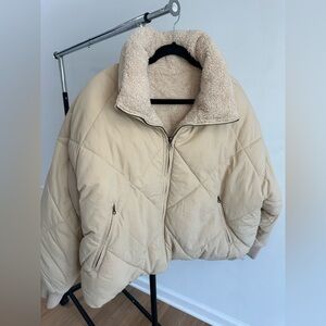 American Eagle Outfitters Reversible Cream Puffer Jacket